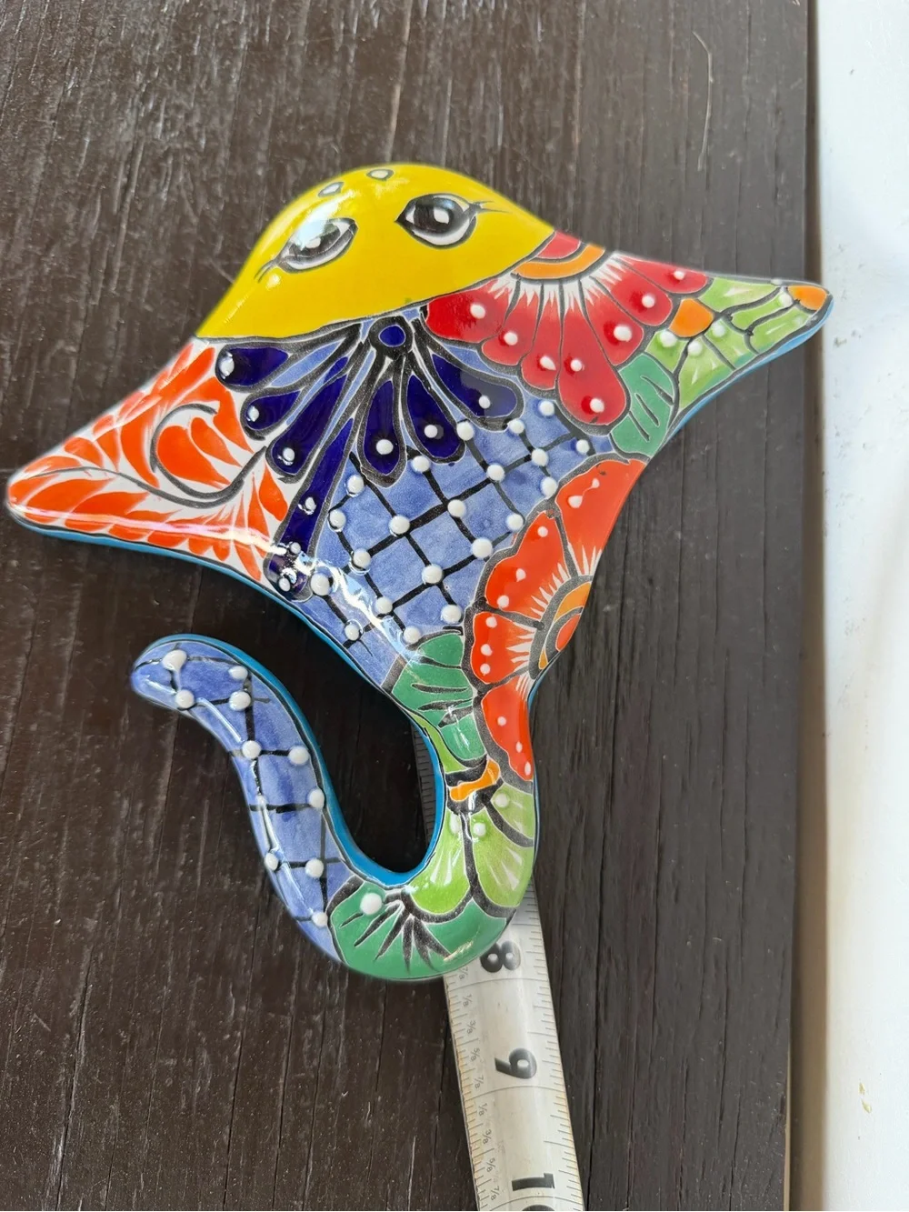 Hand-Painted Multicolor Talavera Stingray Wall Decor